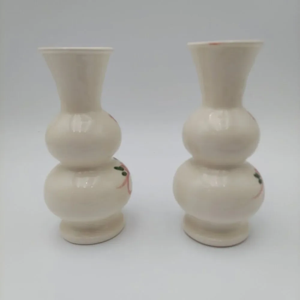 Vintage Two Bud Porcelain Vases Floral/Roses
